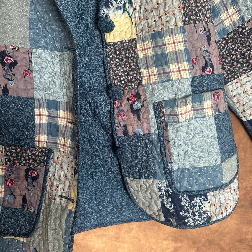 Donna Sharp Blue Patchwork Quilted Jacket - image 7